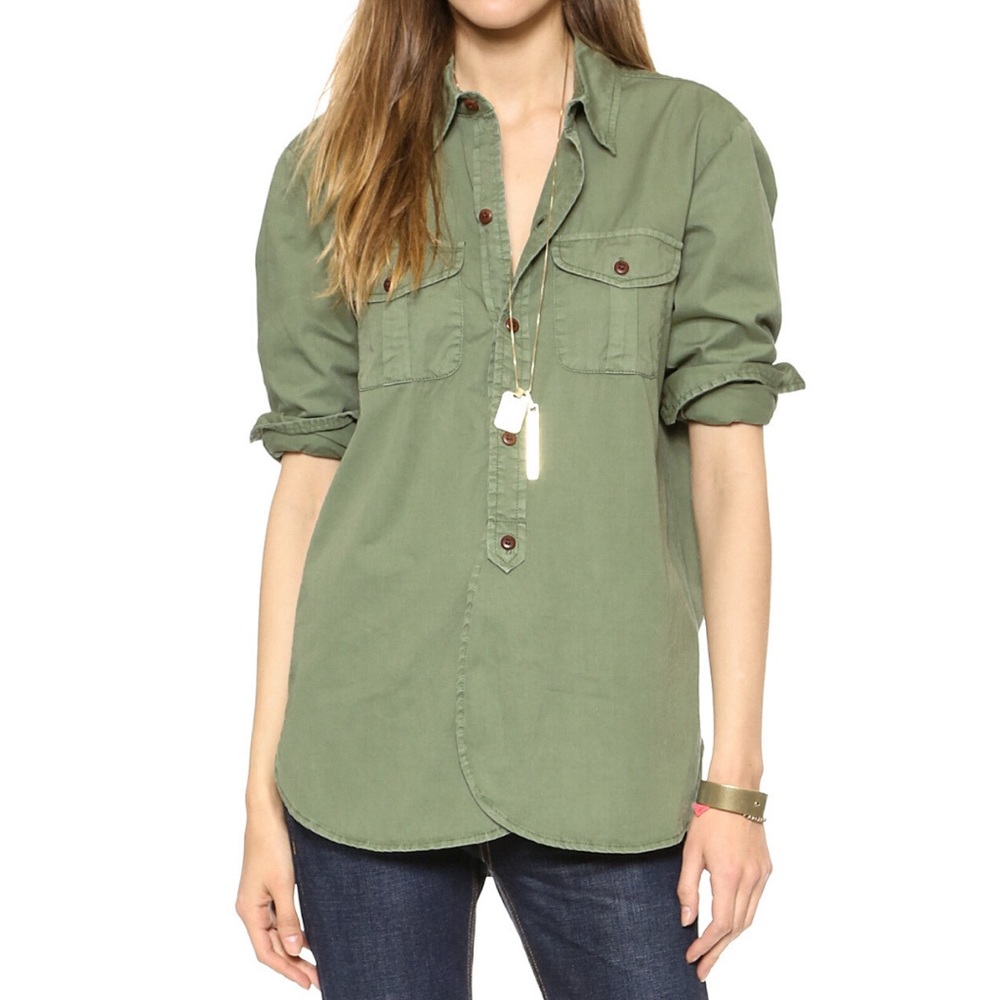 Madewell Army Green Cargo Utility Work Shirt